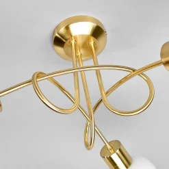 Lindby taklampe Elaina, Ø52cm, 3 lyskilder, messing, glass, E14 Best