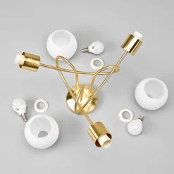 Lindby taklampe Elaina, Ø52cm, 3 lyskilder, messing, glass, E14 Best