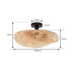 Lindby taklampe Eleane, bambus, natur, Ø 50 cm| Taklamper