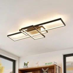 Lindby taklampe Emiljan, svart, dimbar, aluminium| Design- Og Hotellbelysning|Led-Innendørs