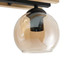 Lindby taklampe Enrique, rav, 3 lyskilder, glass, tre, E27| Taklamper