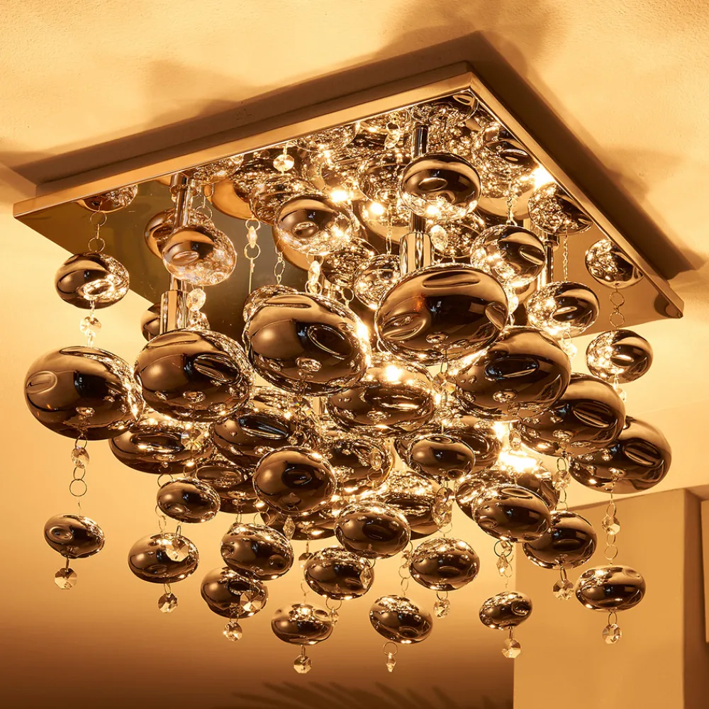 Lindby taklampe Esfera, røykgrå, glass, 4 lyskilder, 35 cm Best