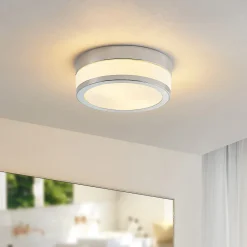 Lindby taklampe Flavi, Ø 23 cm, krom, glass, IP44, E27 New