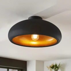 Lindby taklampe Gerwina, svart/gull, metall, 40 cm, E27 Clearance