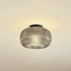 Lindby taklampe Hildur, Ø 25 cm, røykgrå, glass Clearance