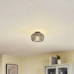 Lindby taklampe Hildur, Ø 25 cm, røykgrå, glass Clearance