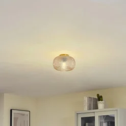 Lindby taklampe Hildur, Ø 25 cm, ravfarget, glass| Taklamper