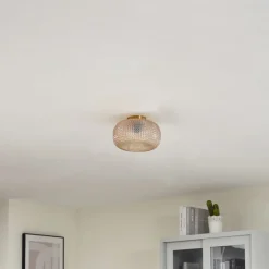 Lindby taklampe Hildur, Ø 25 cm, ravfarget, glass| Taklamper