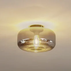 Lindby taklampe Hildur, Ø 28,5 cm, røykgrå, glass| Taklamper