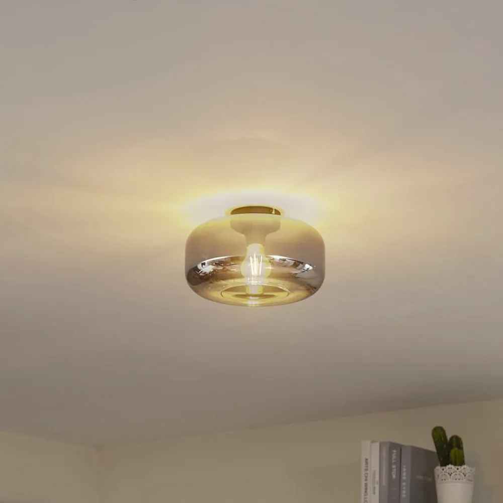 Lindby taklampe Hildur, Ø 28,5 cm, røykgrå, glass| Taklamper