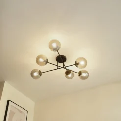 Lindby taklampe Isamer, røykgrå, Ø 80 cm, kuppel Hot