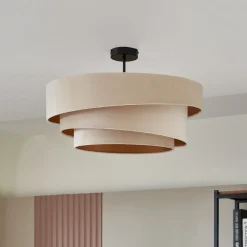 Lindby taklampe Jusari, krem, tekstil, Ø 56 cm, E27| Taklamper