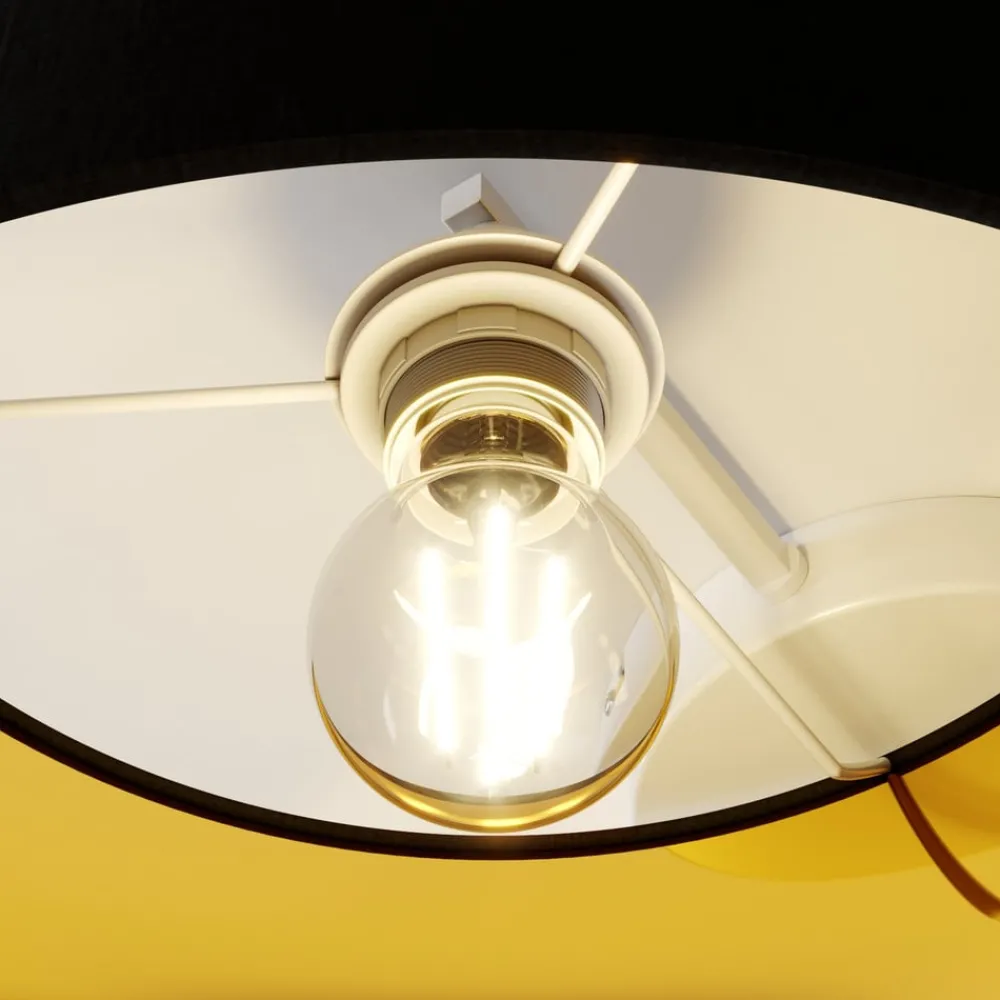 Lindby taklampe Laurenz, 3 lyskilder, svart/gull, tekstil New