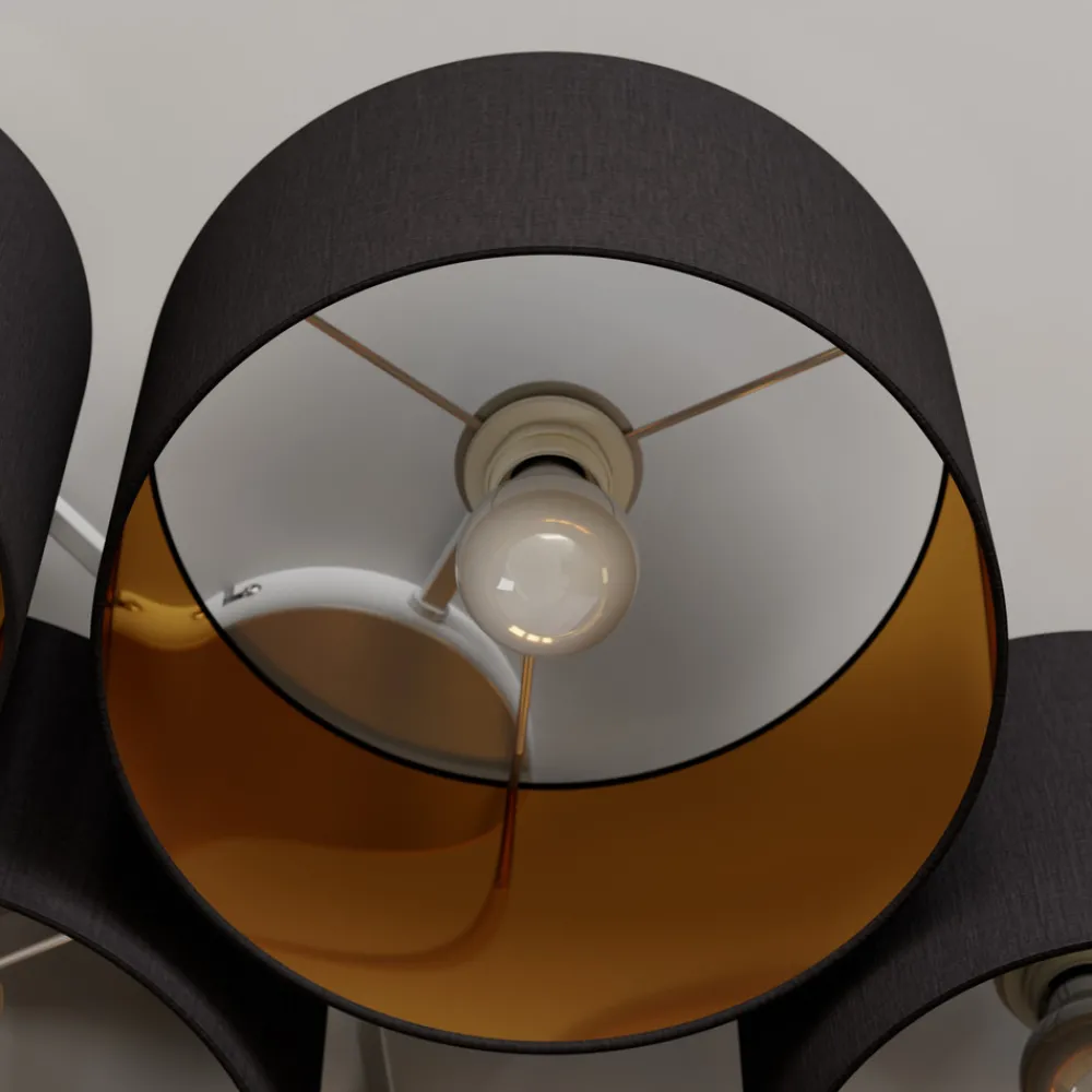 Lindby taklampe Laurenz, 5 lyskilder, 83 cm, svart/gull New