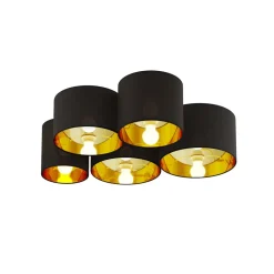 Lindby taklampe Laurenz, 5 lyskilder, 83 cm, svart/gull New