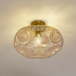 Lindby taklampe Lelia, ravfarget, glass, Ø 35 cm| Taklamper