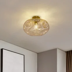 Lindby taklampe Lelia, ravfarget, glass, Ø 35 cm| Taklamper