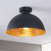Lindby taklampe Lya, Ø 31 cm, svart-gull, metall, E27| Design- Og Hotellbelysning
