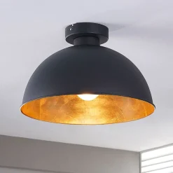 Lindby taklampe Lya, Ø 31 cm, svart-gull, metall, E27| Design- Og Hotellbelysning
