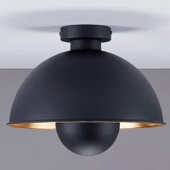 Lindby taklampe Lya, Ø 31 cm, svart-gull, metall, E27| Design- Og Hotellbelysning