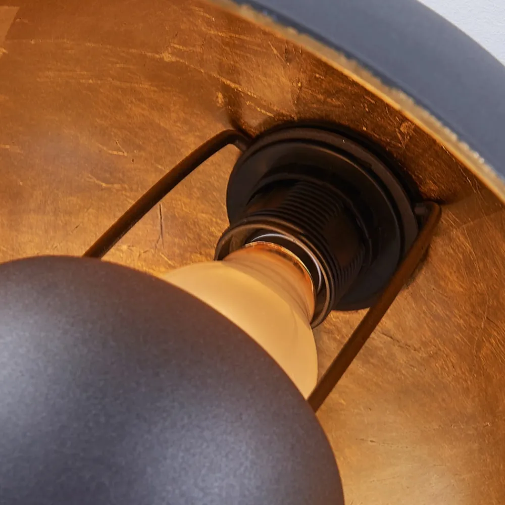 Lindby taklampe Lya, Ø 31 cm, svart-gull, metall, E27| Design- Og Hotellbelysning