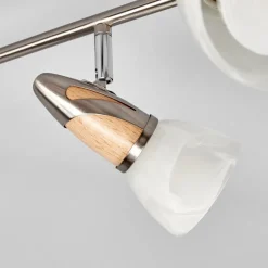 Lindby taklampe Marena, 6 lyskilder, glass, tre, 180 cm lang Outlet