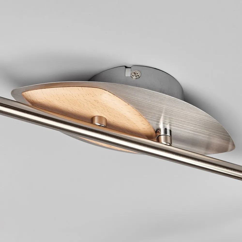 Lindby taklampe Marena, 6 lyskilder, glass, tre, 180 cm lang Outlet