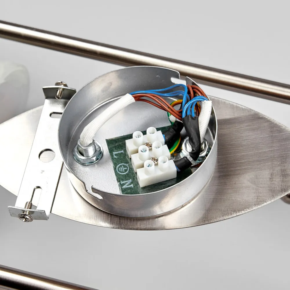 Lindby taklampe Marena, 6 lyskilder, glass, tre, 180 cm lang Outlet