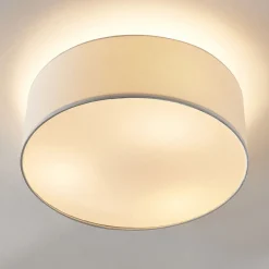 Lindby taklampe Mariat, hvit, lin, Ø 45 cm, E27 New
