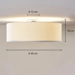 Lindby taklampe Mariat, hvit, lin, Ø 45 cm, E27 New