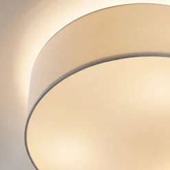 Lindby taklampe Mariat, hvit, lin, Ø 45 cm, E27 New