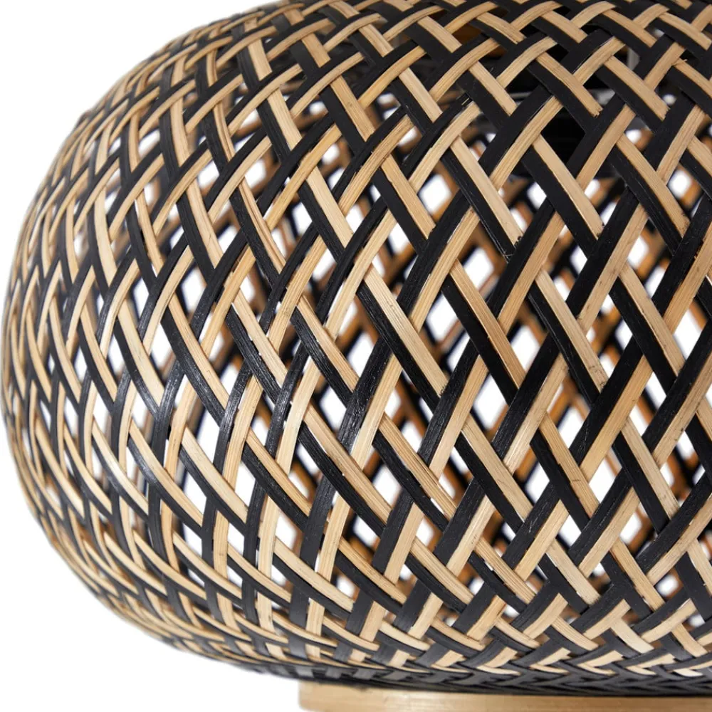 Lindby taklampe Nerys, svart, bambus, Ø 38 cm| Design- Og Hotellbelysning