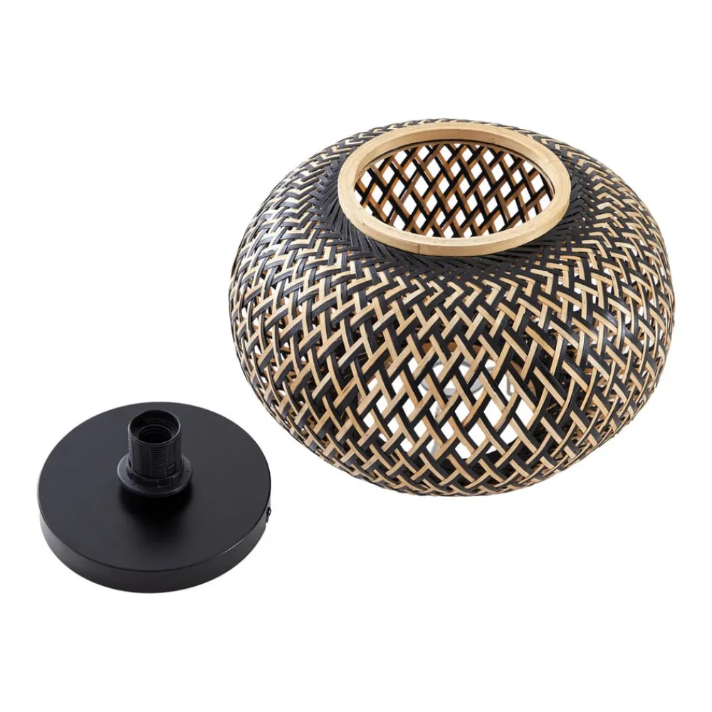 Lindby taklampe Nerys, svart, bambus, Ø 38 cm| Design- Og Hotellbelysning