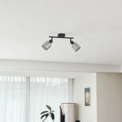 Lindby taklampe Netty, 2 lyskilder, grå, glass Discount