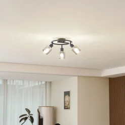 Lindby taklampe Netty, grå, 3 lyskilder, glass Online