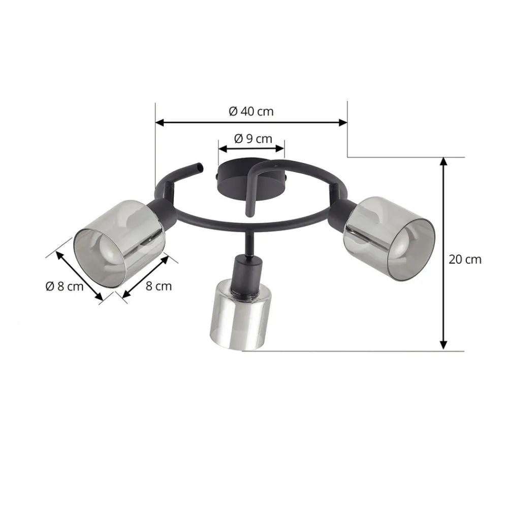 Lindby taklampe Netty, grå, 3 lyskilder, glass Online