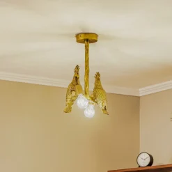 Lindby taklampe Nirvathia, papegøyer, messingfarget Sale