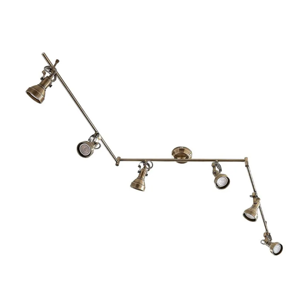 Lindby taklampe Perseas, 180 cm, 6 lyskilder, antikk messing, GU10| Led-Innendørs|Spotter I Tak