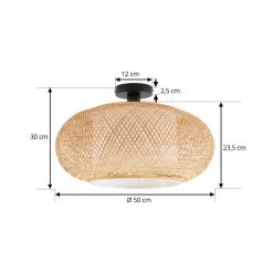 Lindby taklampe Romaine, bambus, natur/hvit, Ø 50 cm| Taklamper