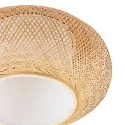 Lindby taklampe Romaine, bambus, natur/hvit, Ø 50 cm| Taklamper