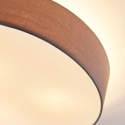 Lindby taklampe Sebatin, Ø 50 cm, grå, stoff, E27| Design- Og Hotellbelysning|Taklamper