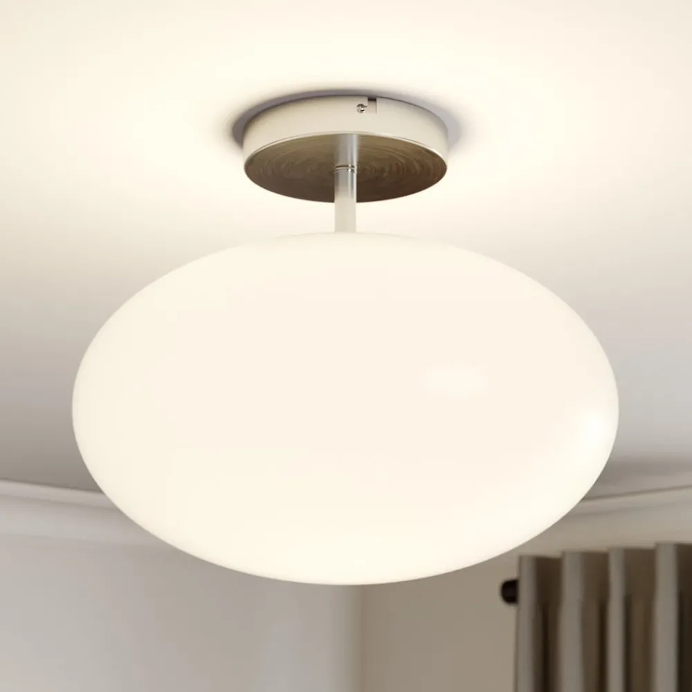 Lindby taklampe Sonika, Ø 40 cm, nikkelfarget, glass, E27| Design- Og Hotellbelysning