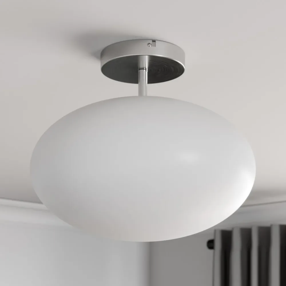 Lindby taklampe Sonika, Ø 40 cm, nikkelfarget, glass, E27| Design- Og Hotellbelysning