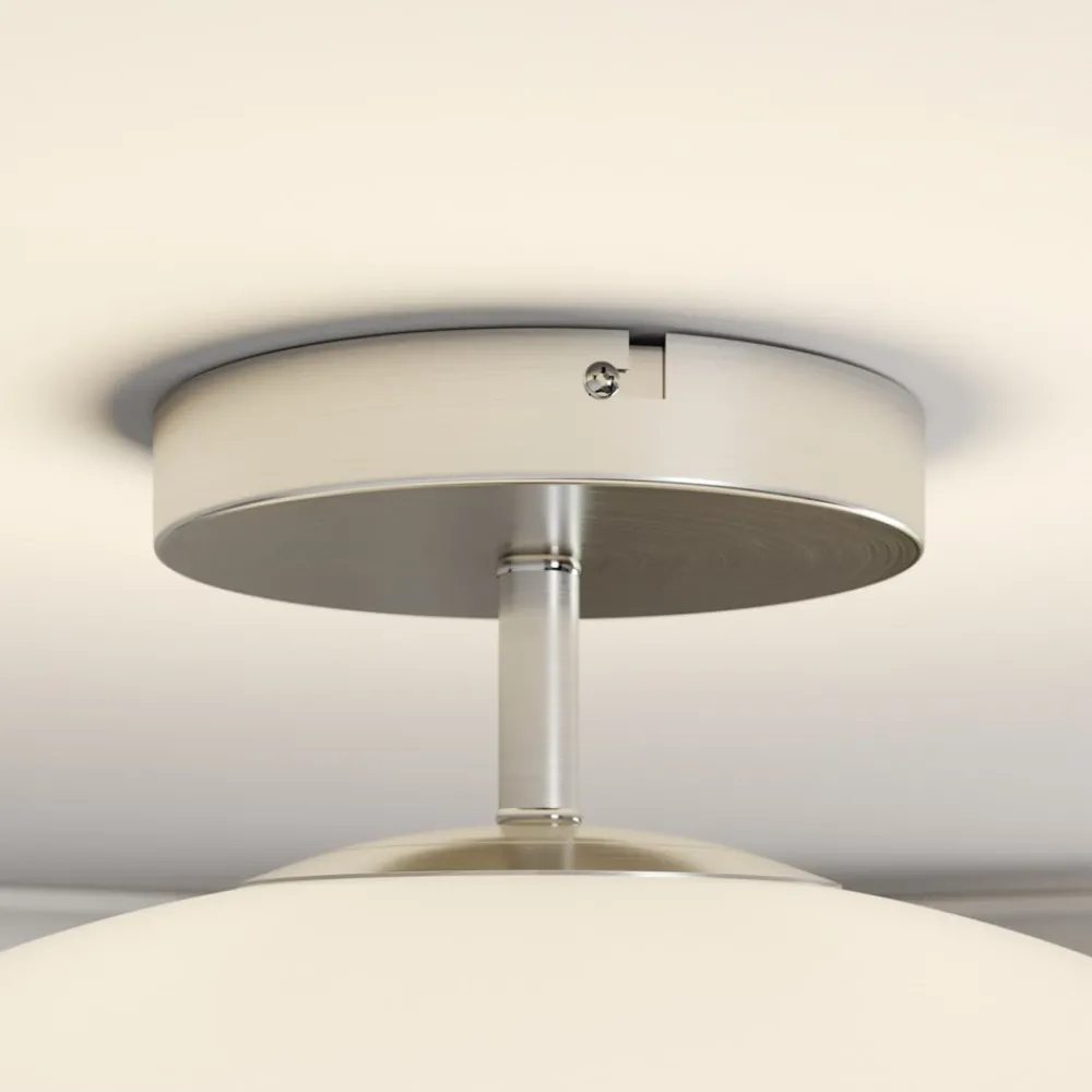 Lindby taklampe Sonika, Ø 40 cm, nikkelfarget, glass, E27| Design- Og Hotellbelysning