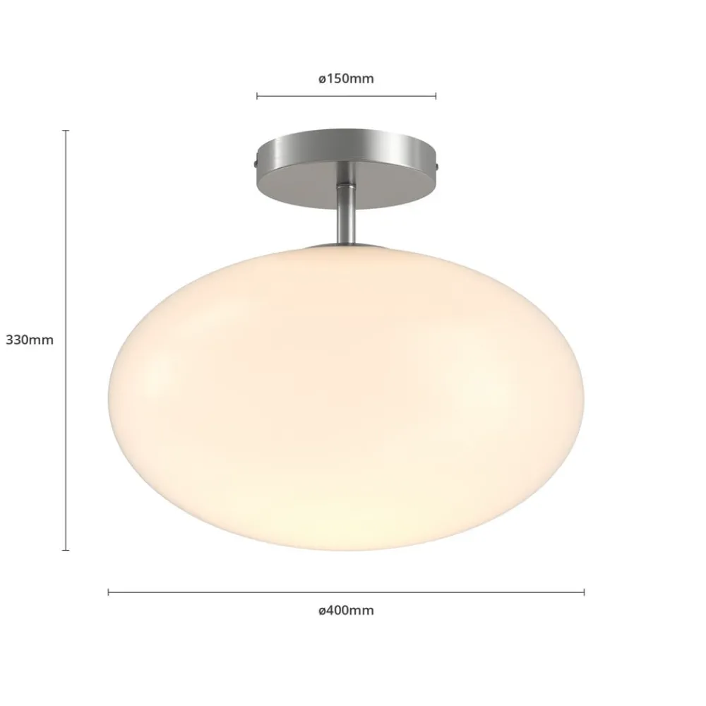 Lindby taklampe Sonika, Ø 40 cm, nikkelfarget, glass, E27| Design- Og Hotellbelysning
