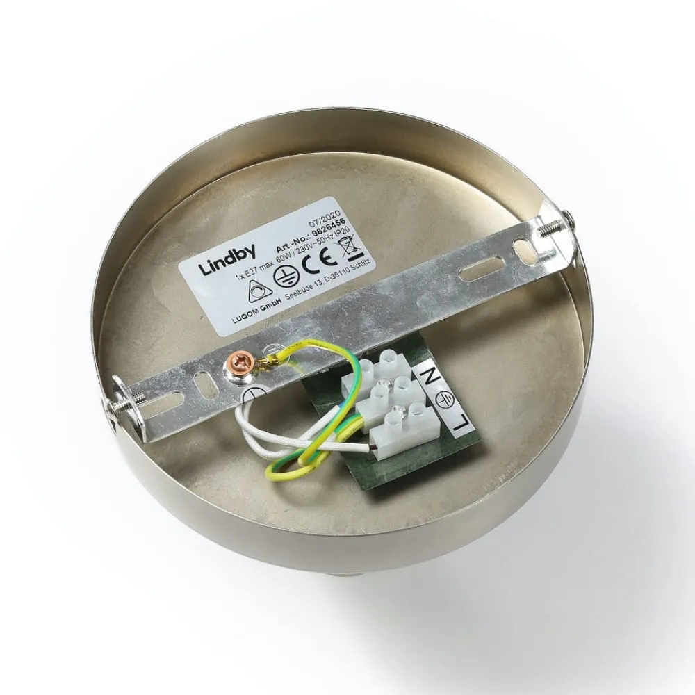 Lindby taklampe Sonika, Ø 40 cm, nikkelfarget, glass, E27| Design- Og Hotellbelysning