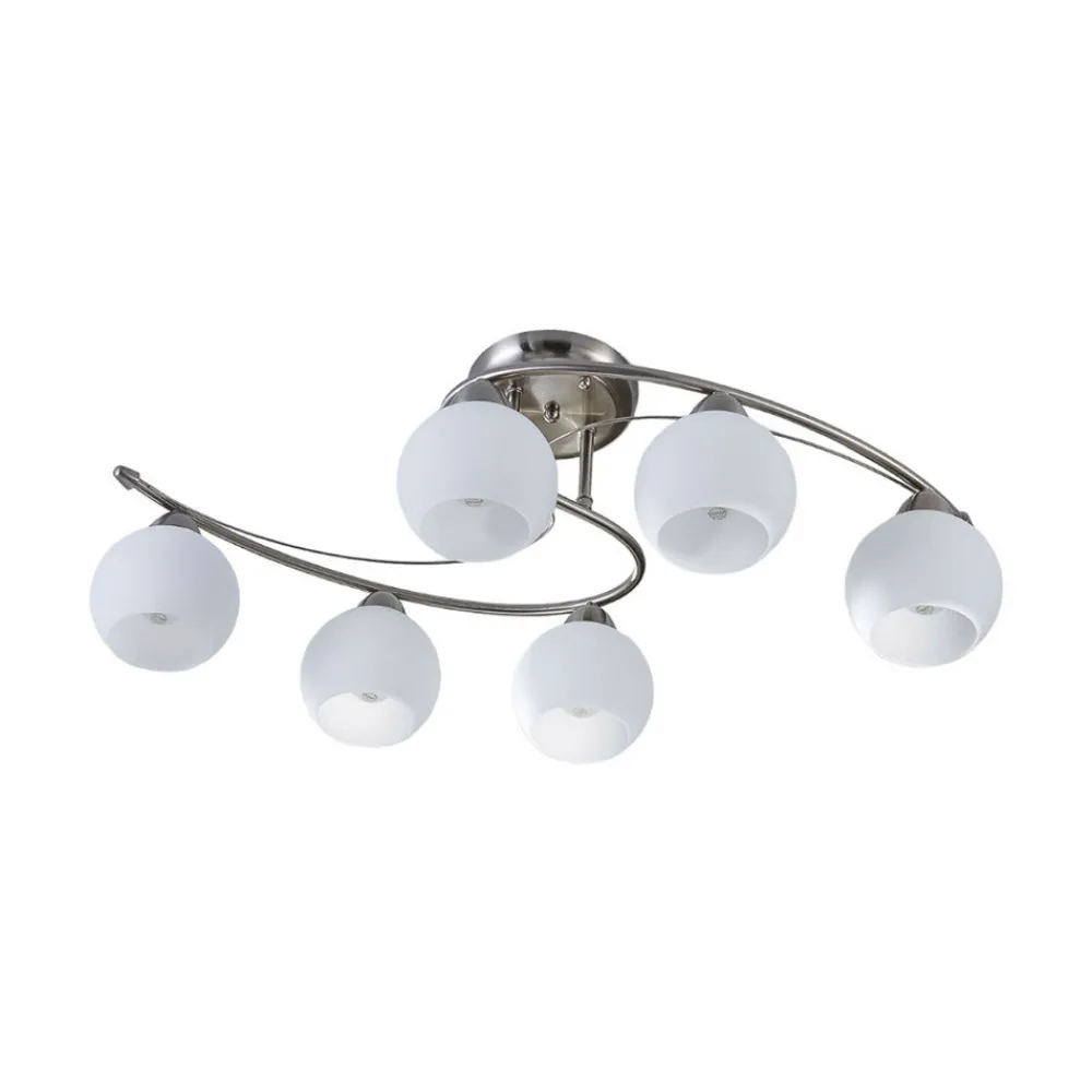 Lindby taklampe Svean, 6 lyskilder, hvit, glass, lengde 75 cm Hot