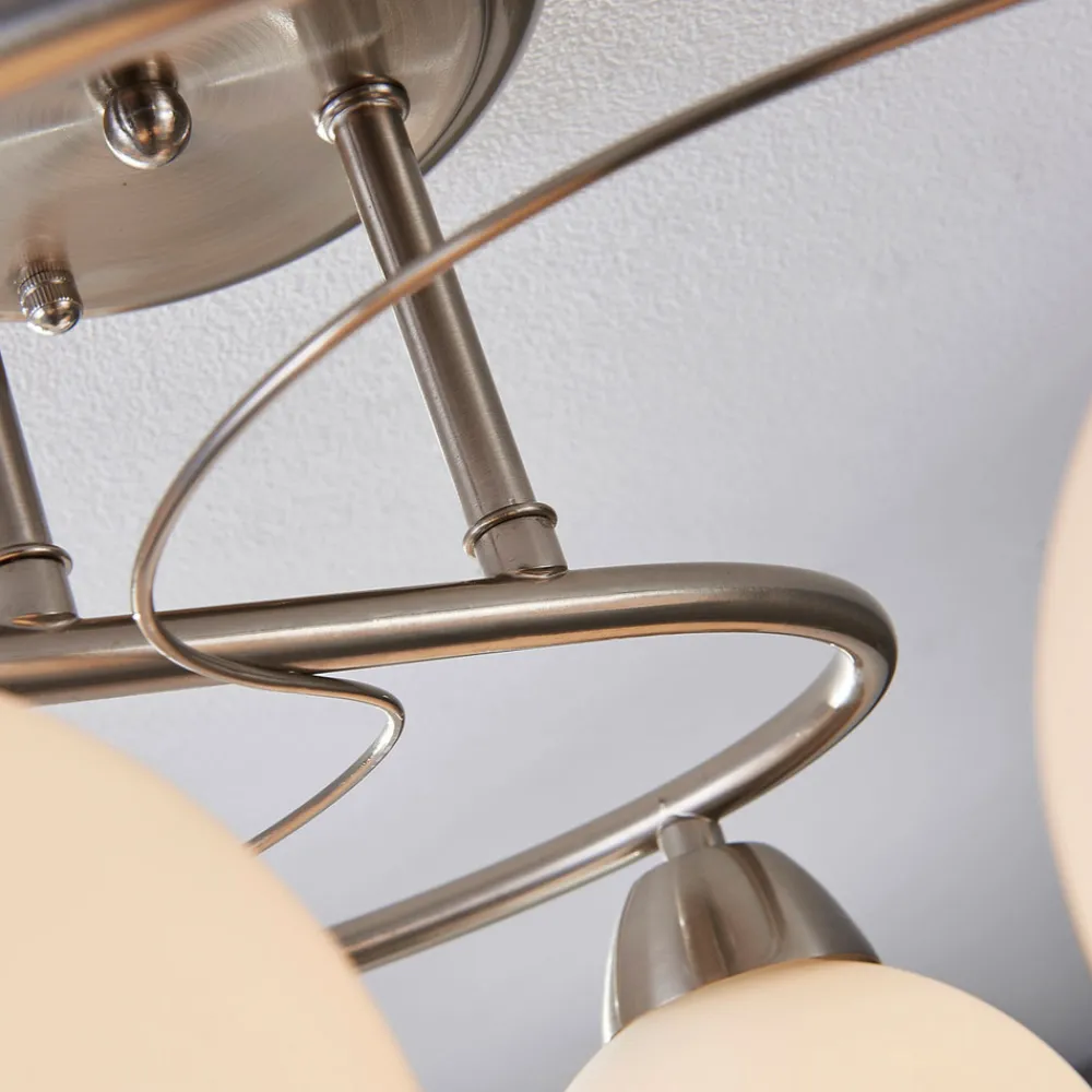 Lindby taklampe Svean, 6 lyskilder, hvit, glass, lengde 75 cm Hot