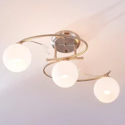 Lindby taklampe Svean, 3-flg., hvit, glass, lengde 60 cm Outlet