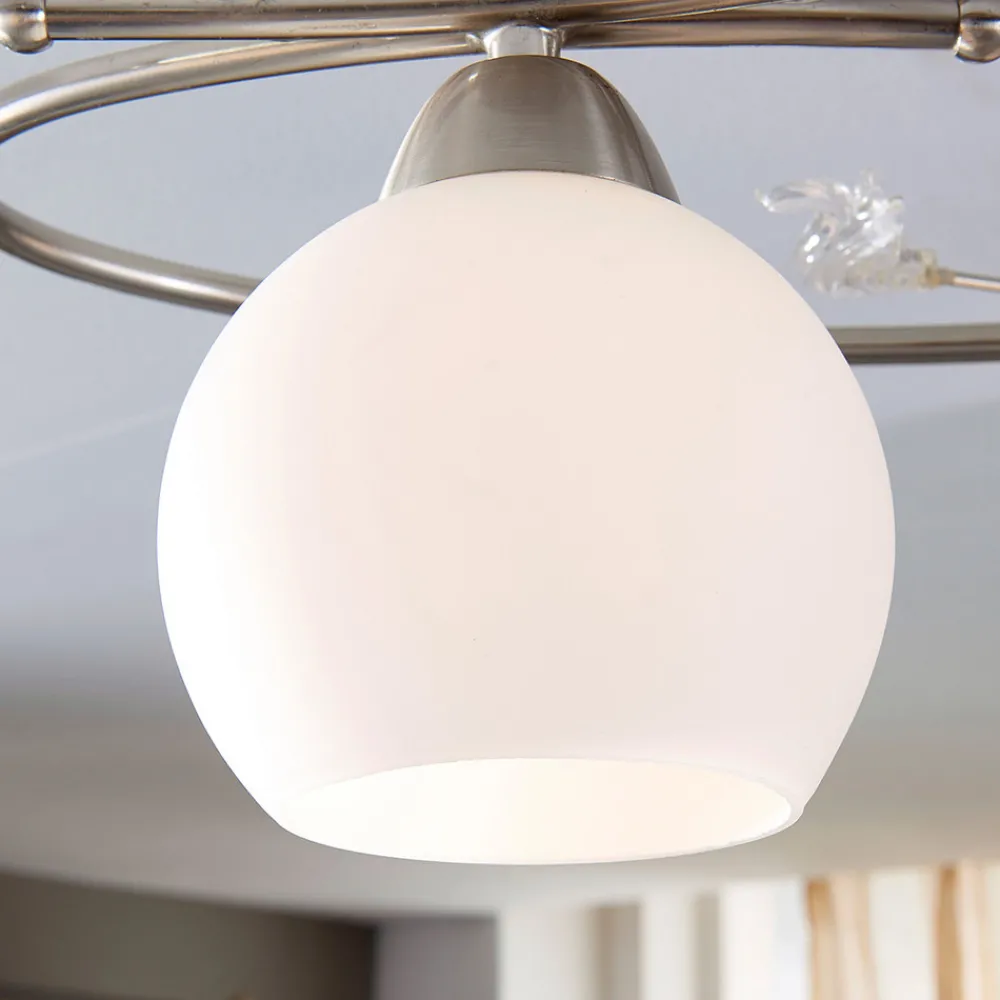 Lindby taklampe Svean, 3-flg., hvit, glass, lengde 60 cm Outlet